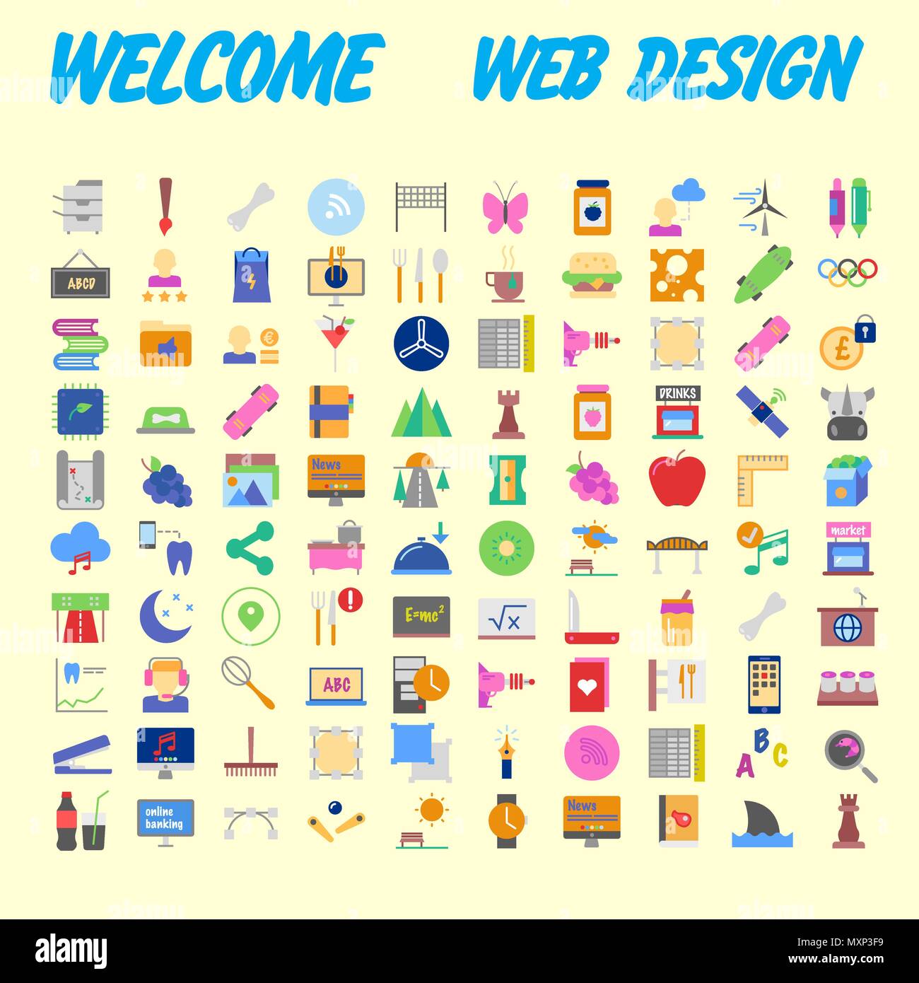 Set of 100 universal modern thin line icons for web and mobile. Vector ...