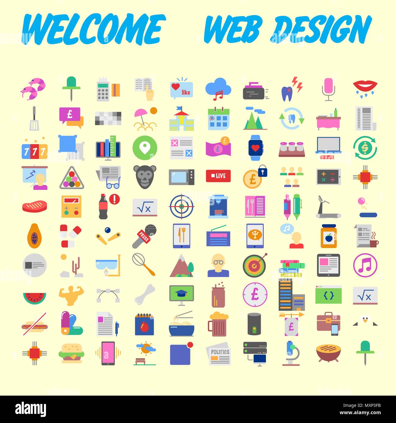 Set of 100 universal modern thin line icons for web and mobile. Vector ...
