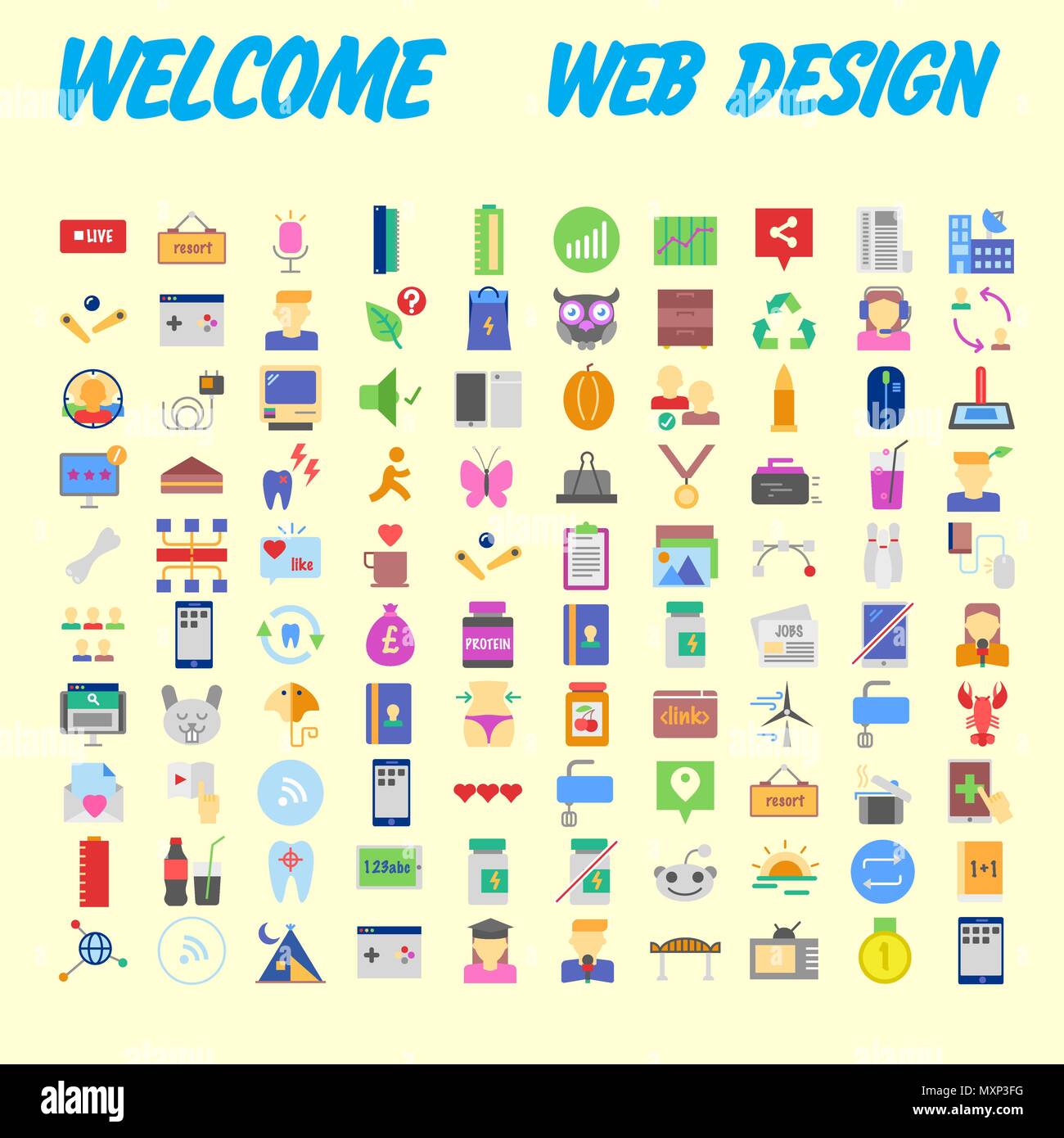 Set of 100 universal modern thin line icons for web and mobile. Vector ...