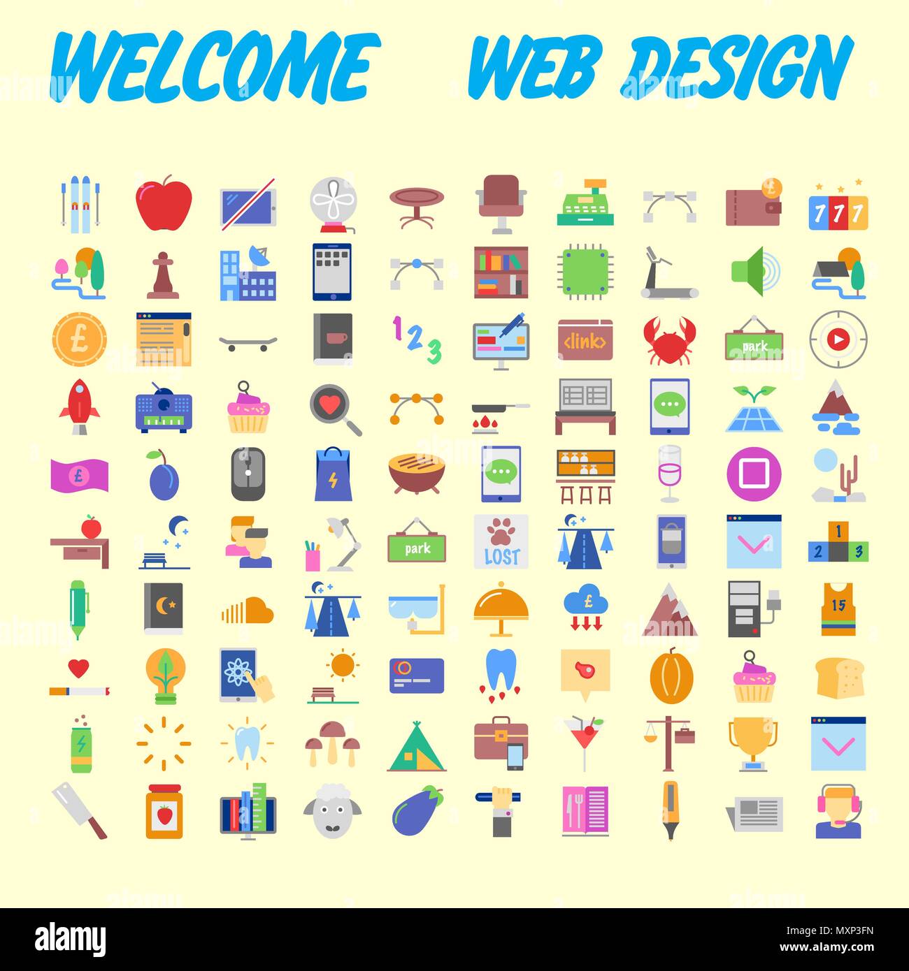 Set of 100 universal modern thin line icons for web and mobile. Vector ...