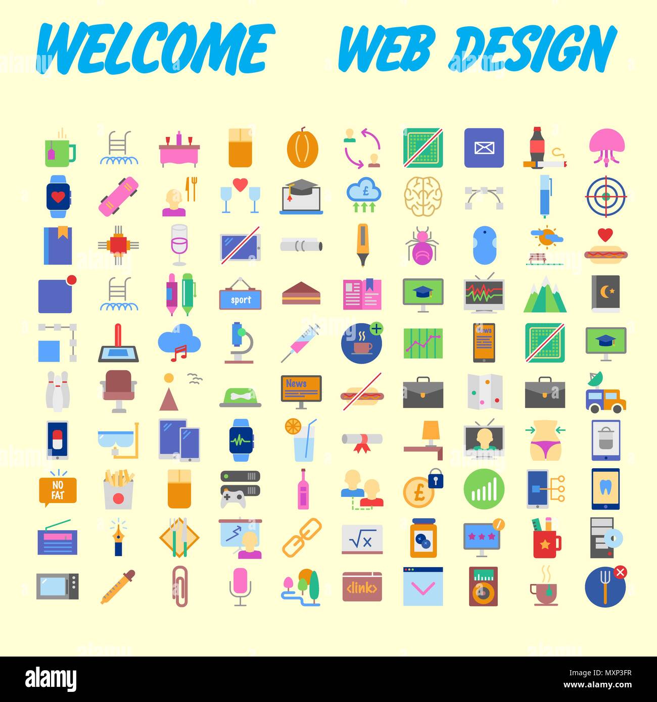 Set of 100 universal modern thin line icons for web and mobile. Vector ...