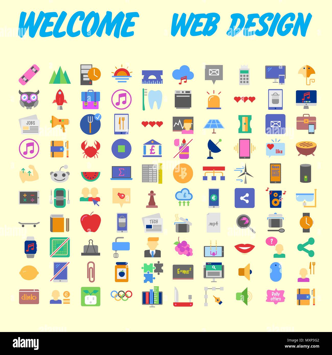 Set of 100 universal modern thin line icons for web and mobile. Vector ...