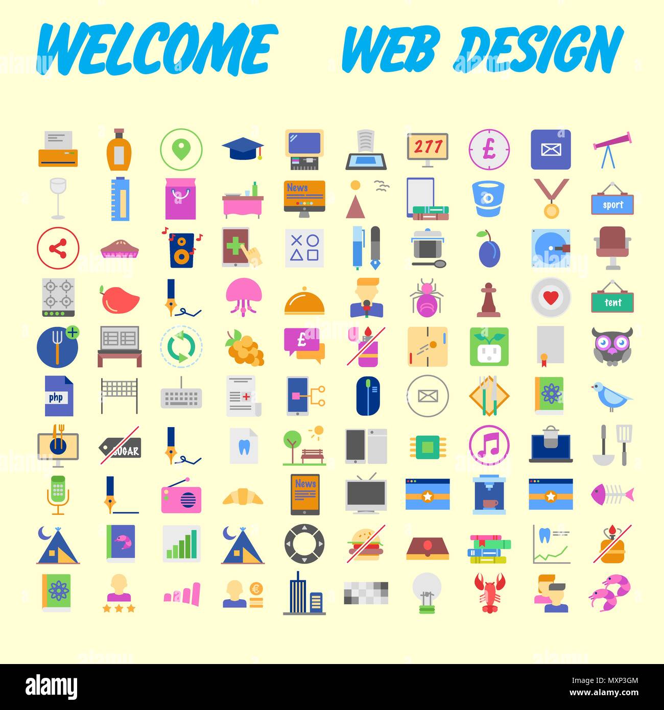 Set of 100 universal modern thin line icons for web and mobile. Vector ...