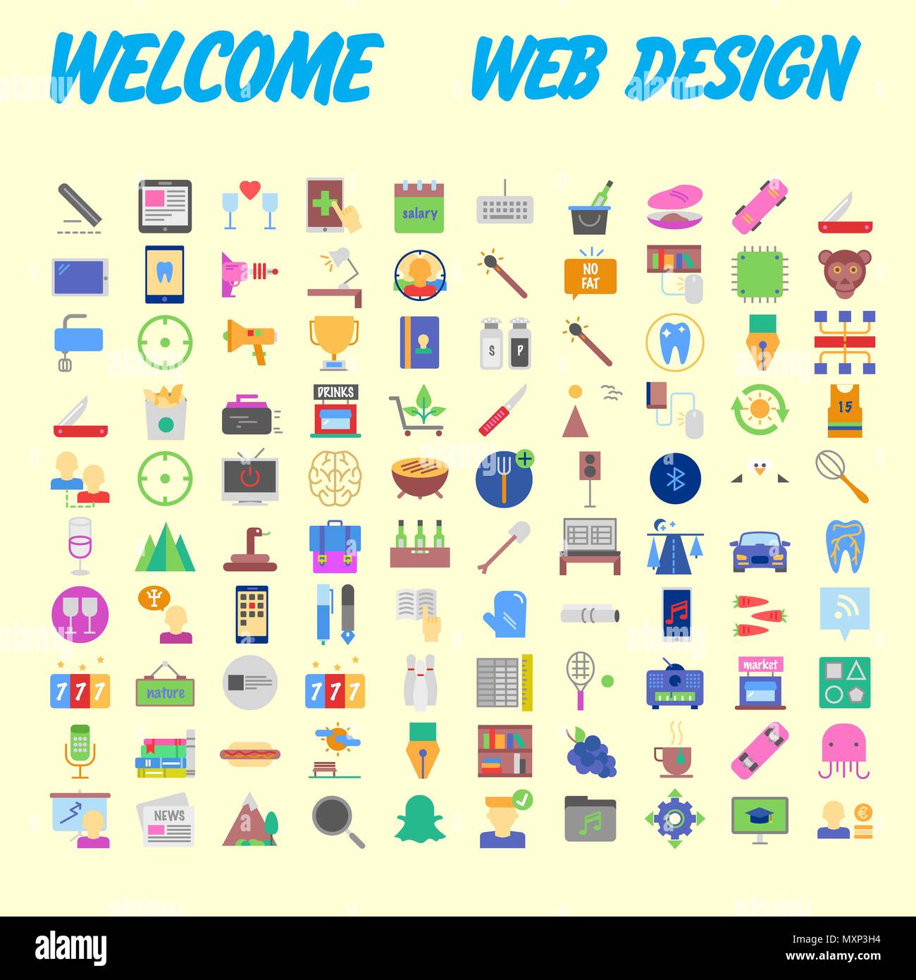 Set of 100 universal modern thin line icons for web and mobile. Vector ...