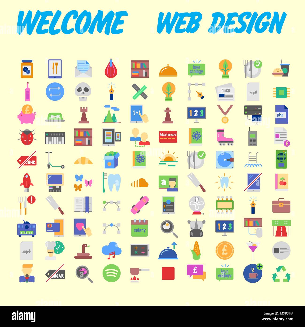 Set of 100 universal modern thin line icons for web and mobile. Vector ...