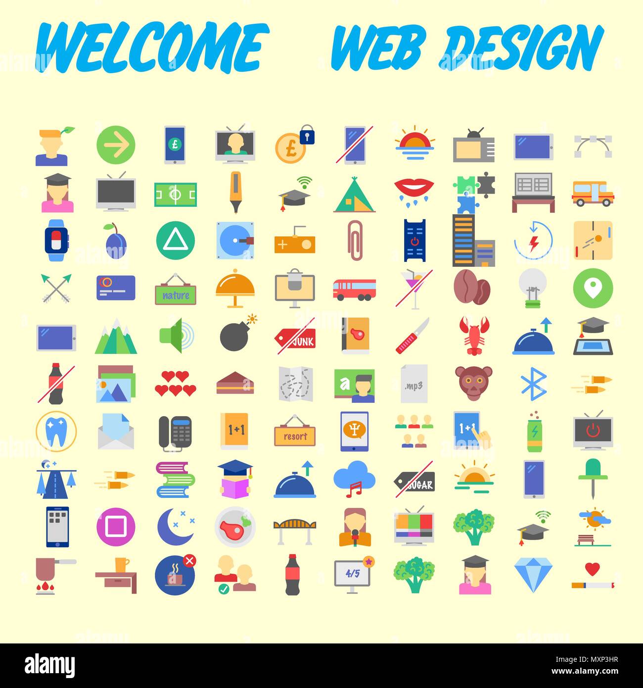 Set of 100 universal modern thin line icons for web and mobile. Vector ...