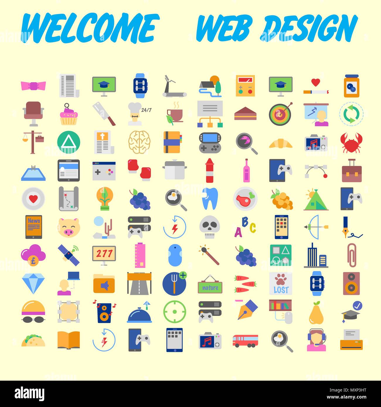 Set of 100 universal modern thin line icons for web and mobile. Vector ...