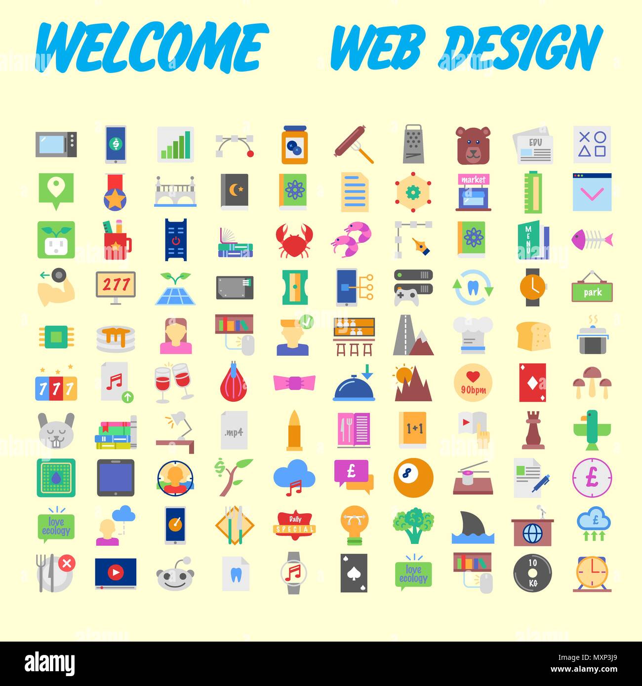 Set of 100 universal modern thin line icons for web and mobile. Vector ...