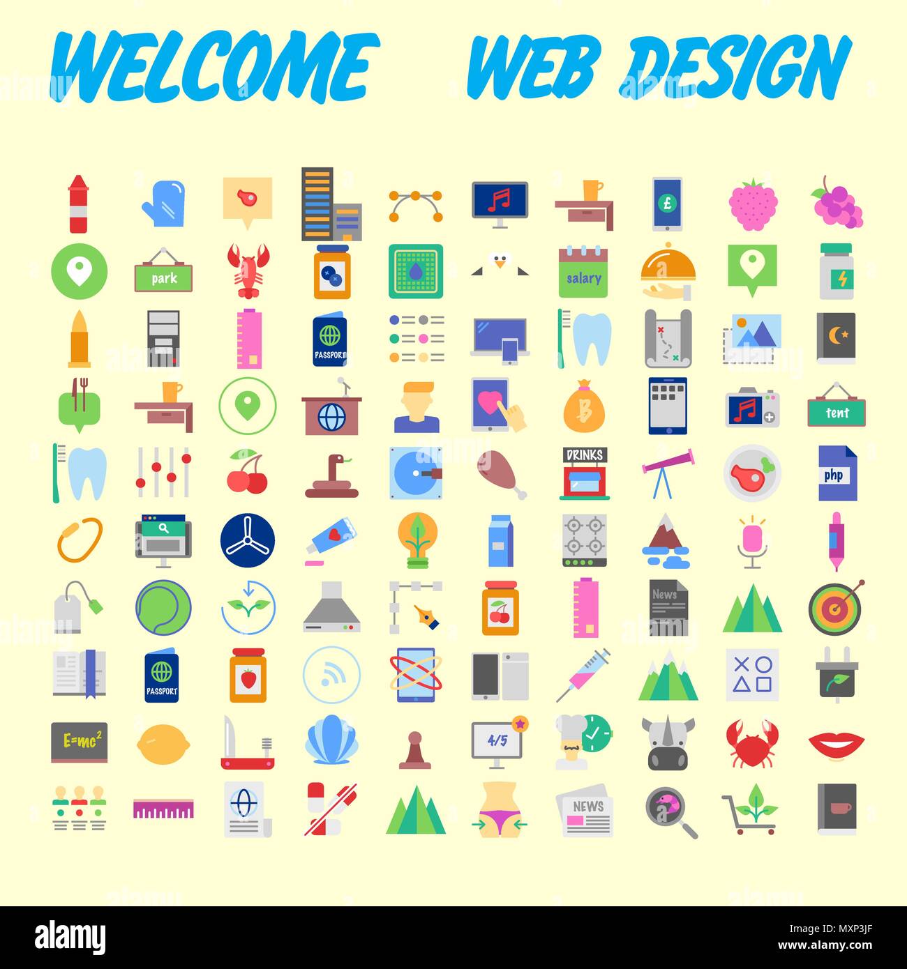 Set of 100 universal modern thin line icons for web and mobile. Vector ...