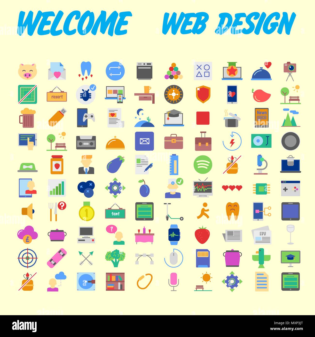 Set vector line icons in flat design with elements for mobile concepts ...