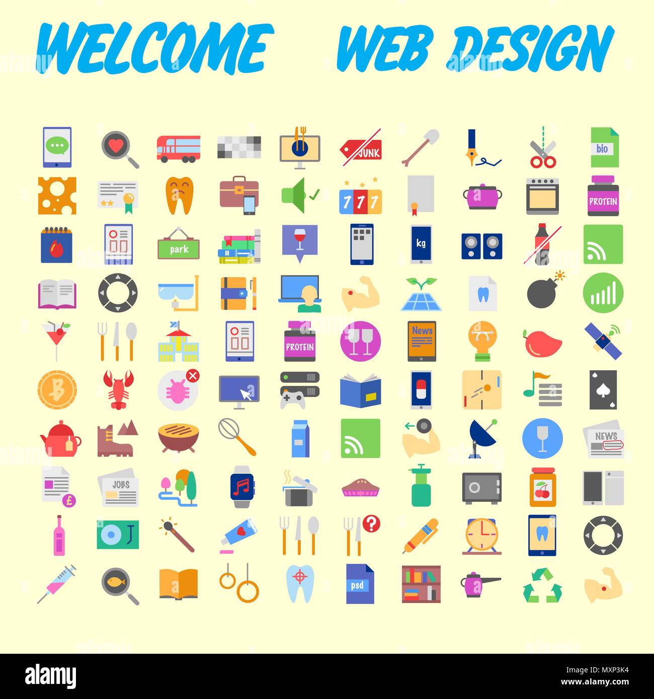 Set vector line icons in flat design with elements for mobile concepts ...