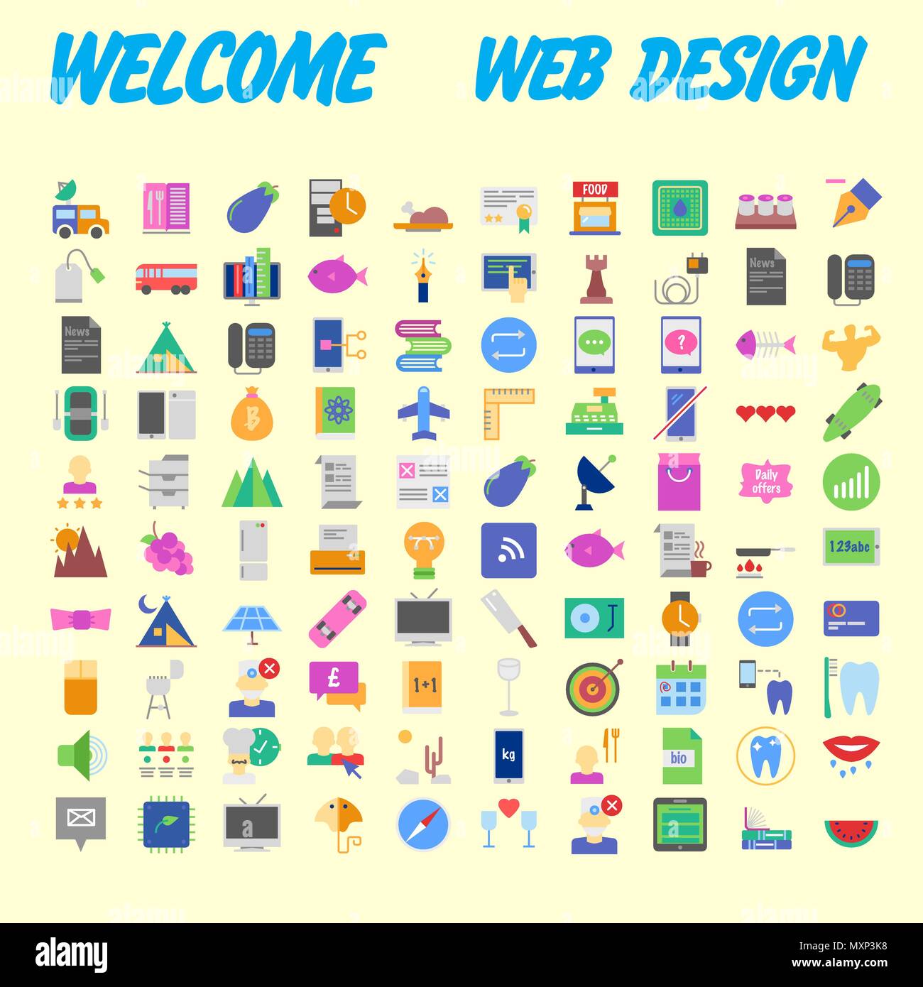 Set vector line icons in flat design with elements for mobile concepts ...