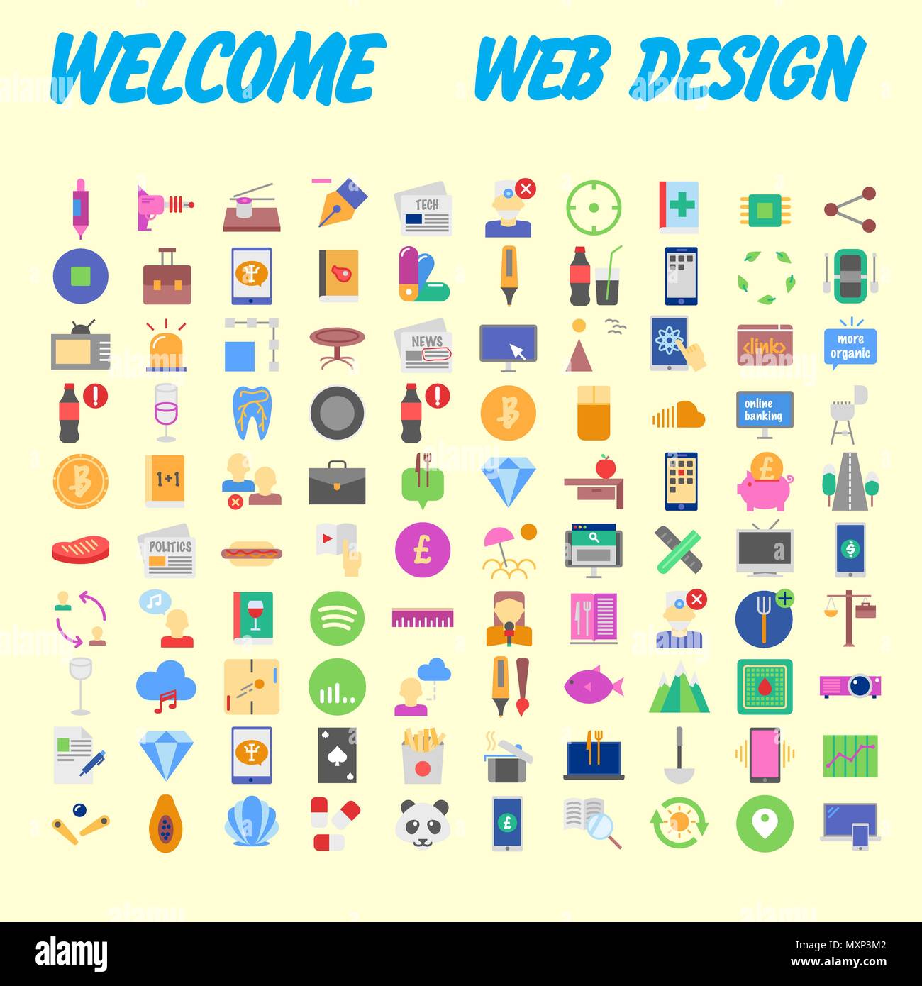 Set vector line icons in flat design with elements for mobile concepts ...