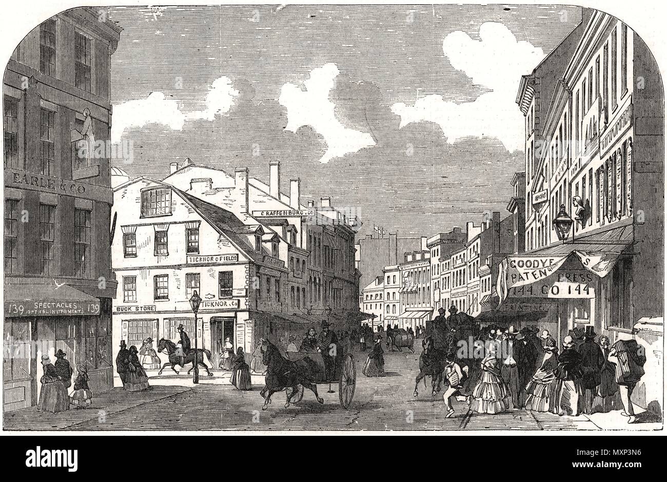 Washington-Street, Boston. Massachusetts 1858. The Illustrated London News Stock Photo