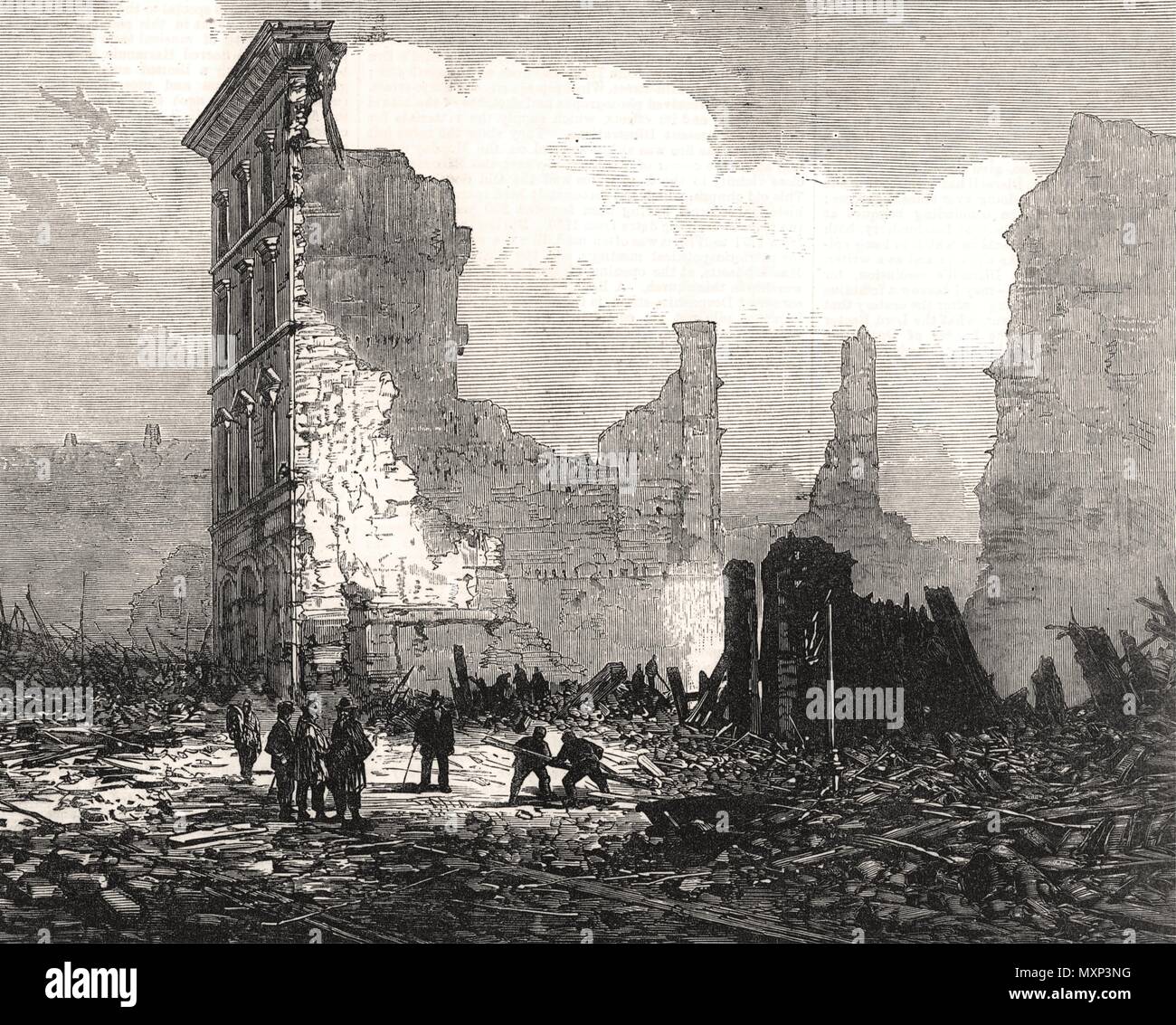 Great Boston fire Washington-Street, opposite Bromfield-St. Massachusetts 1872. The Illustrated London News Stock Photo