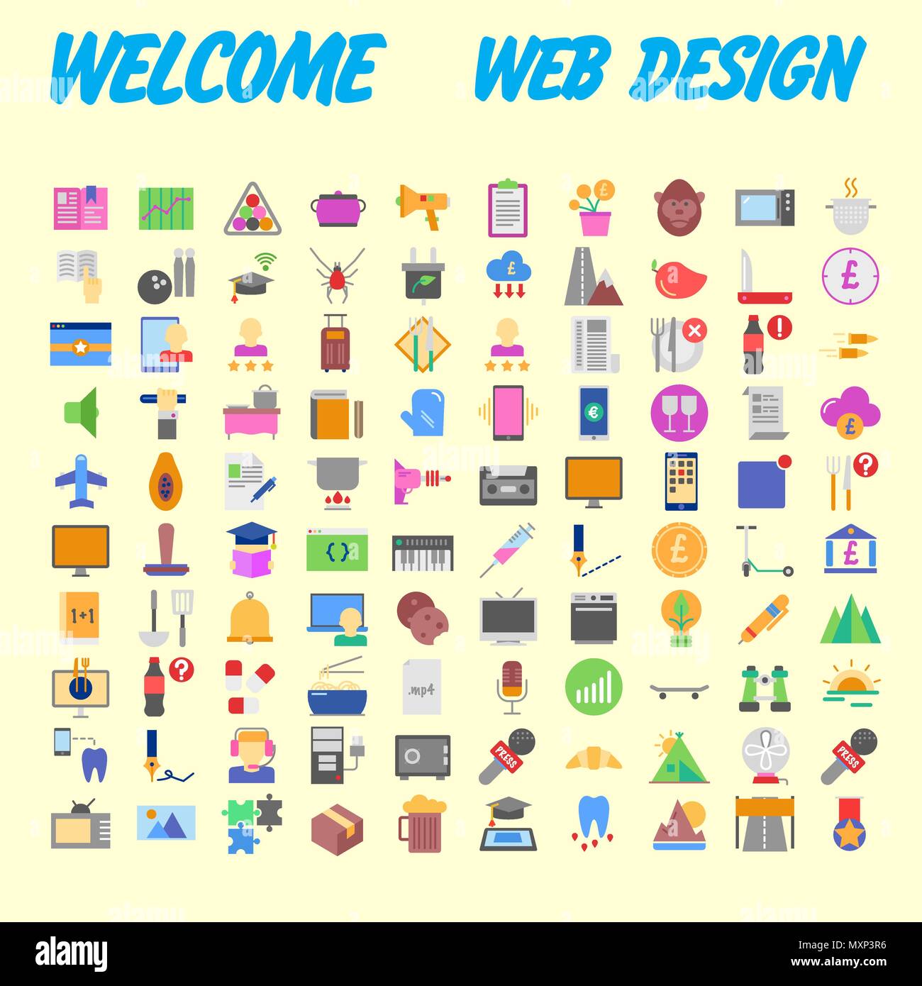 Set vector line icons in flat design with elements for mobile concepts ...