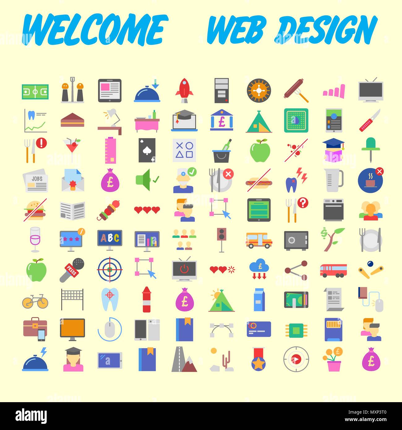 Set vector line icons in flat design with elements for mobile concepts ...