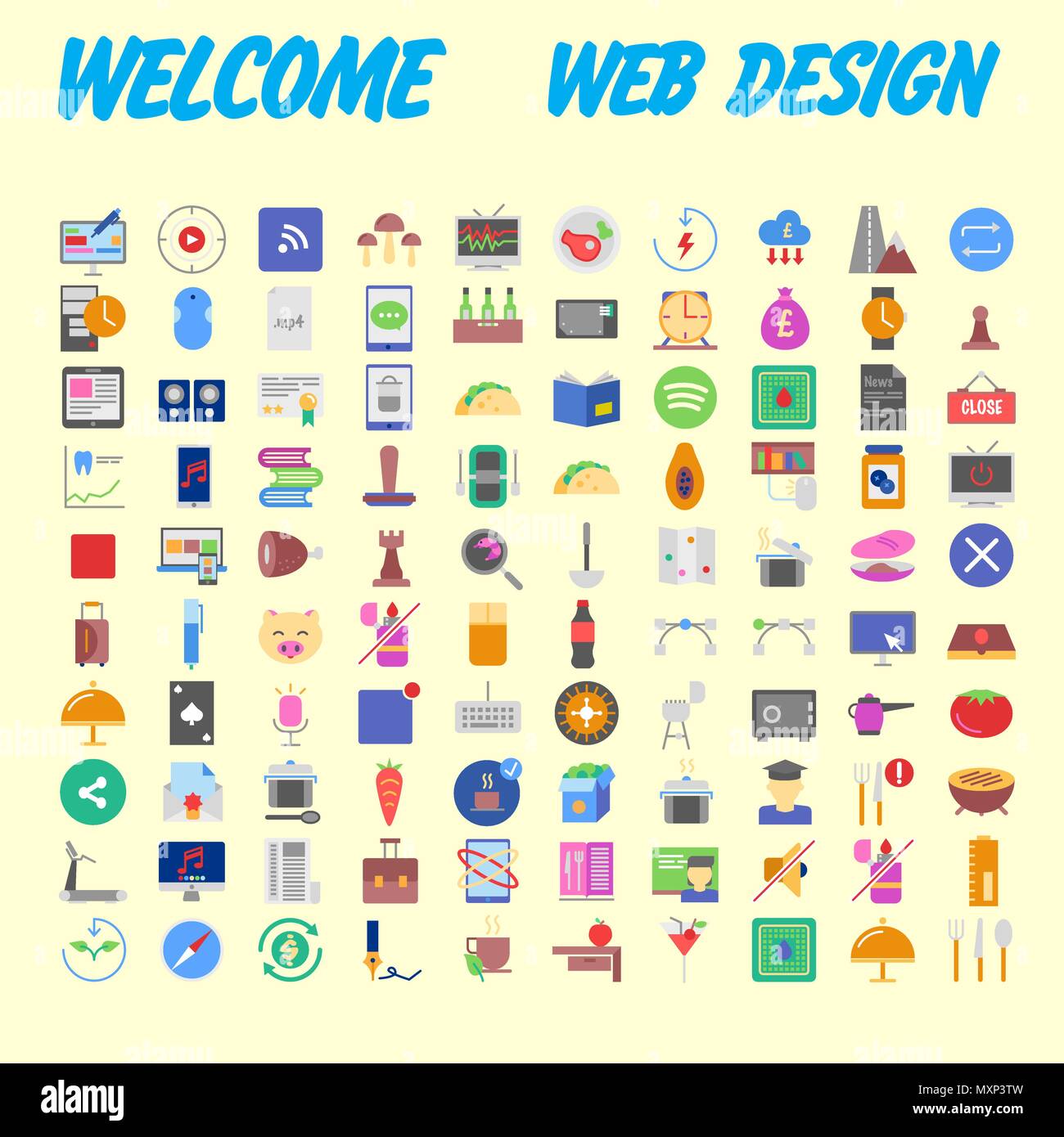 Set vector line icons in flat design with elements for mobile concepts ...