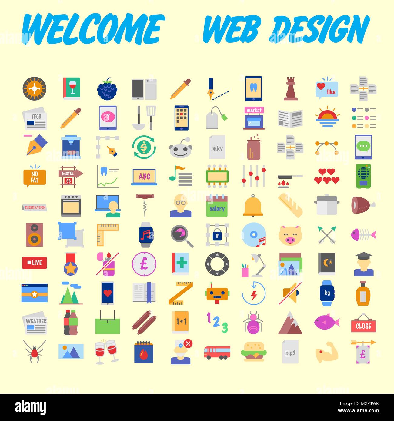 Set vector line icons in flat design with elements for mobile concepts ...