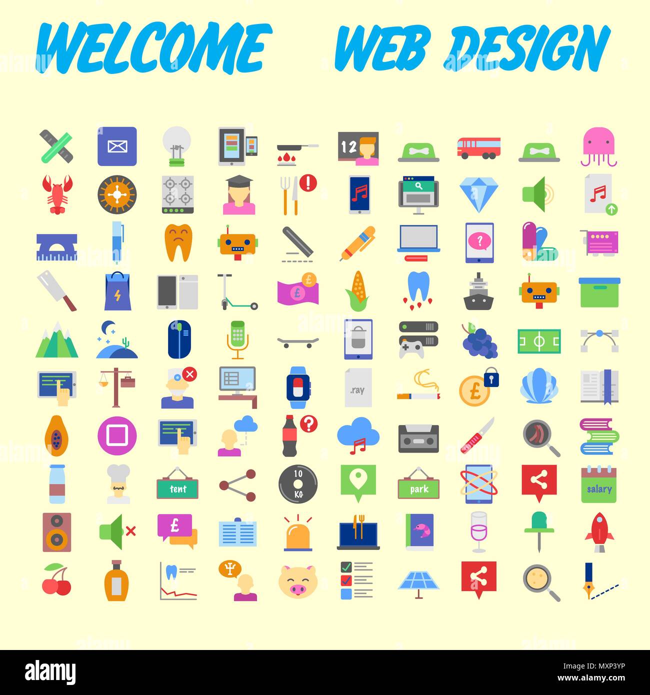 Set vector line icons in flat design with elements for mobile concepts ...
