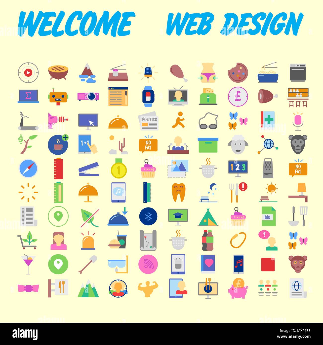 100 icon set. Trendy thin and simple icons for Web and Mobile. Light ...
