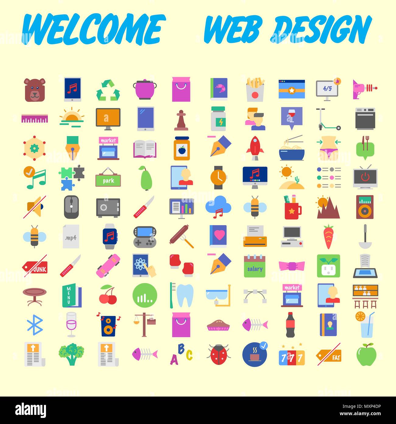 100 icon set. Trendy thin and simple icons for Web and Mobile. Light ...