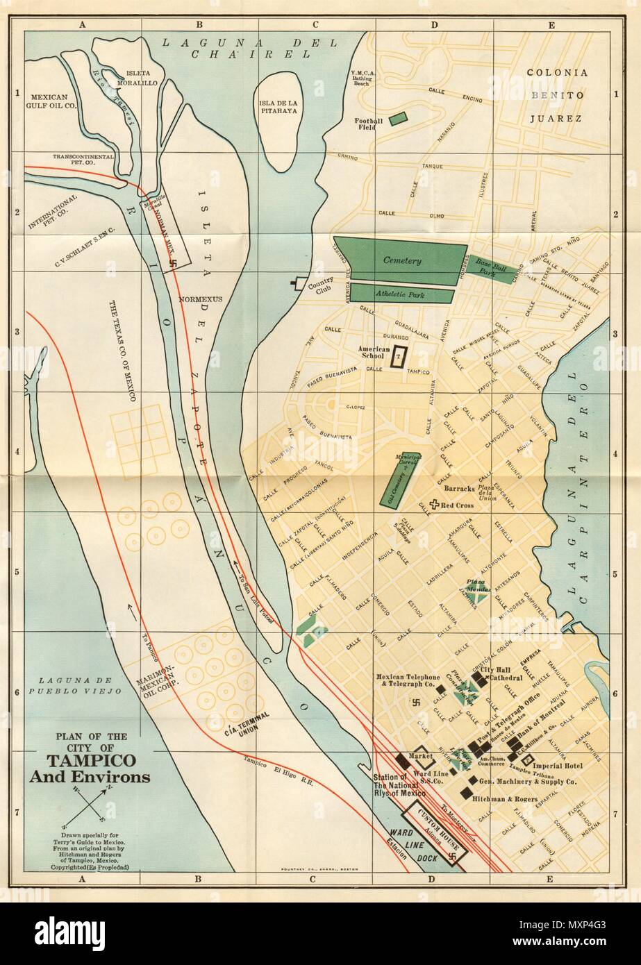 Plan of the city of TAMPICO, Mexico. Mapa de la ciudad. Town plan 1935