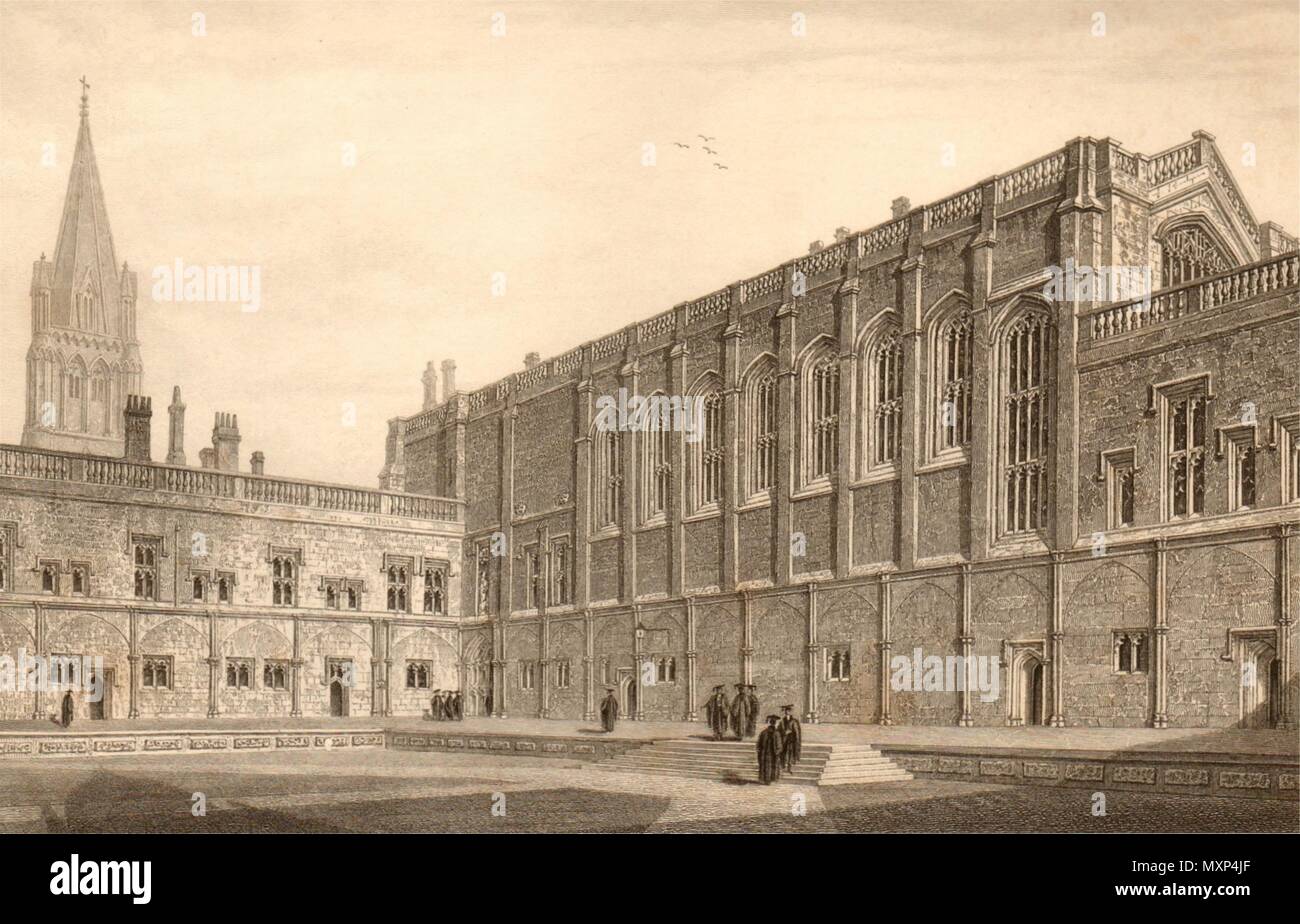 Tom Quad Christ Church south entry 1903 old antique print picture OXFORD