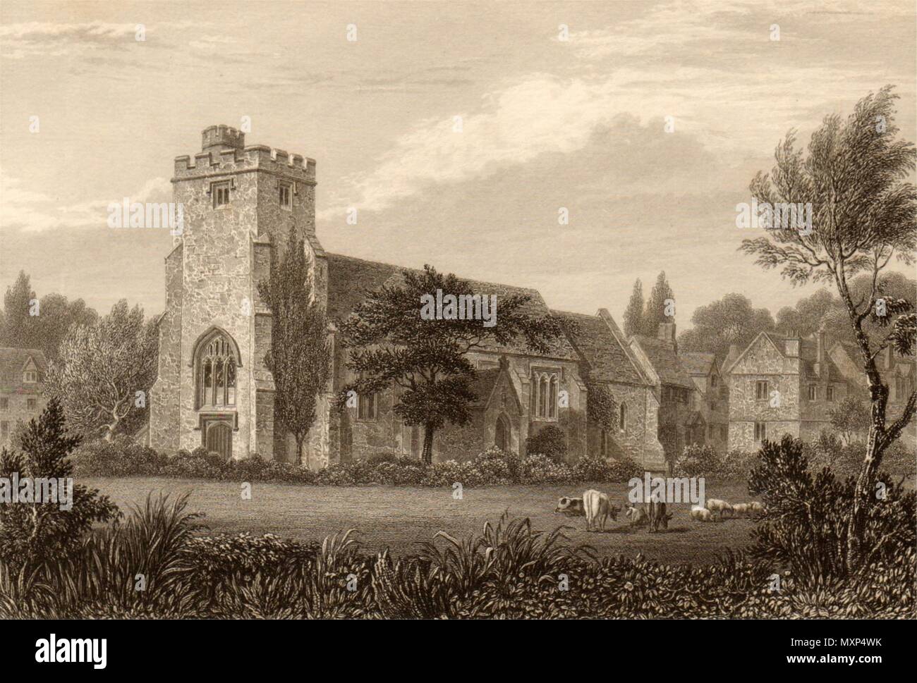 St Thomas the Martyr's Church, Oxford, by John Le Keux 1837 old antique print Stock Photo