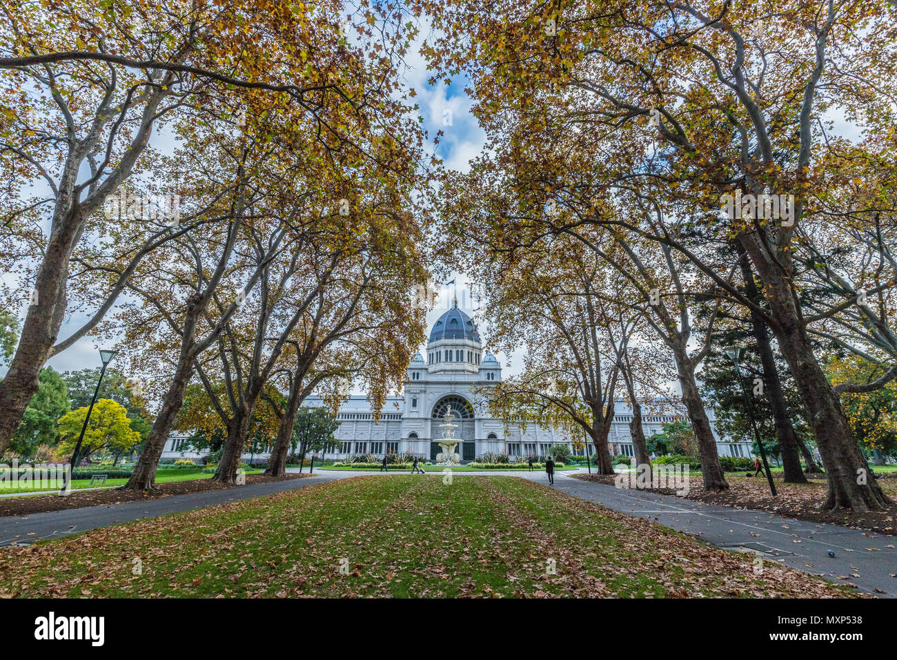 Autumn colours at the Exhibition Building Stock Photo