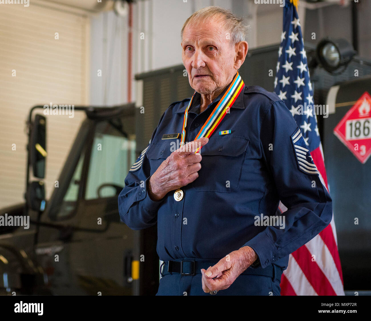 Russell Rhodes Retired Chief Master Sgt. Russell Rhodes addressed attendees after ...