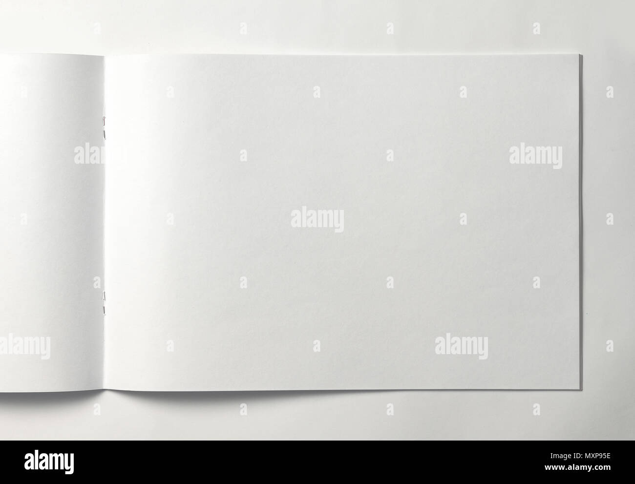 Empty sheet of sketchbook or album for drawing on white background ...