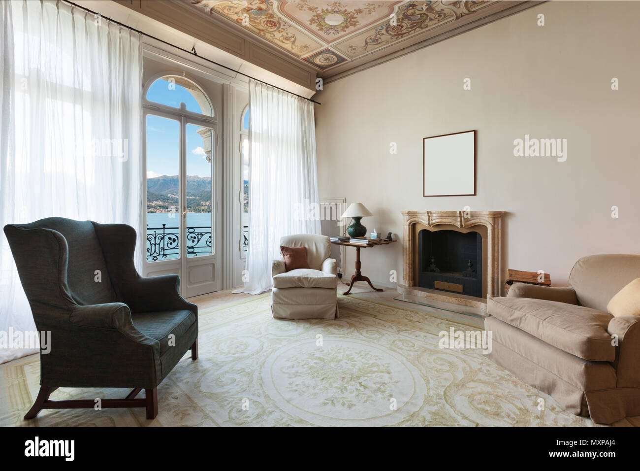 comfortable living room of a prestigious building Stock Photo - Alamy