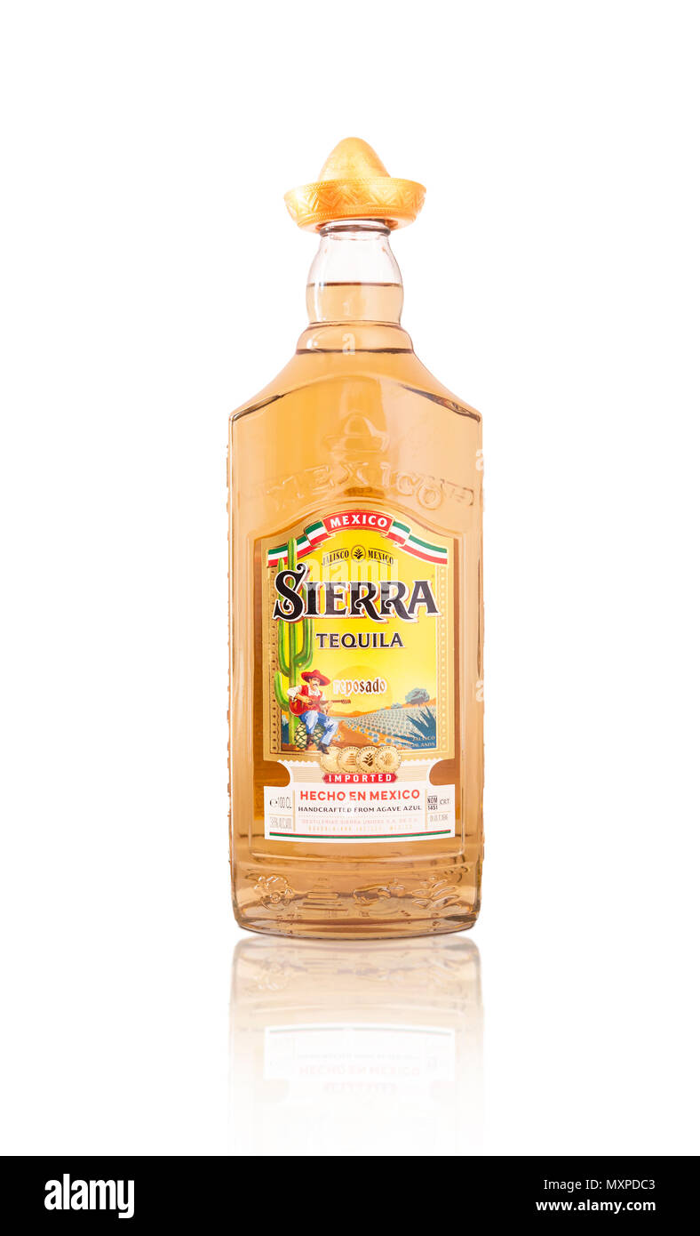 Bottle of Tequila Mexican Sierra Gold Stock Photo Alamy