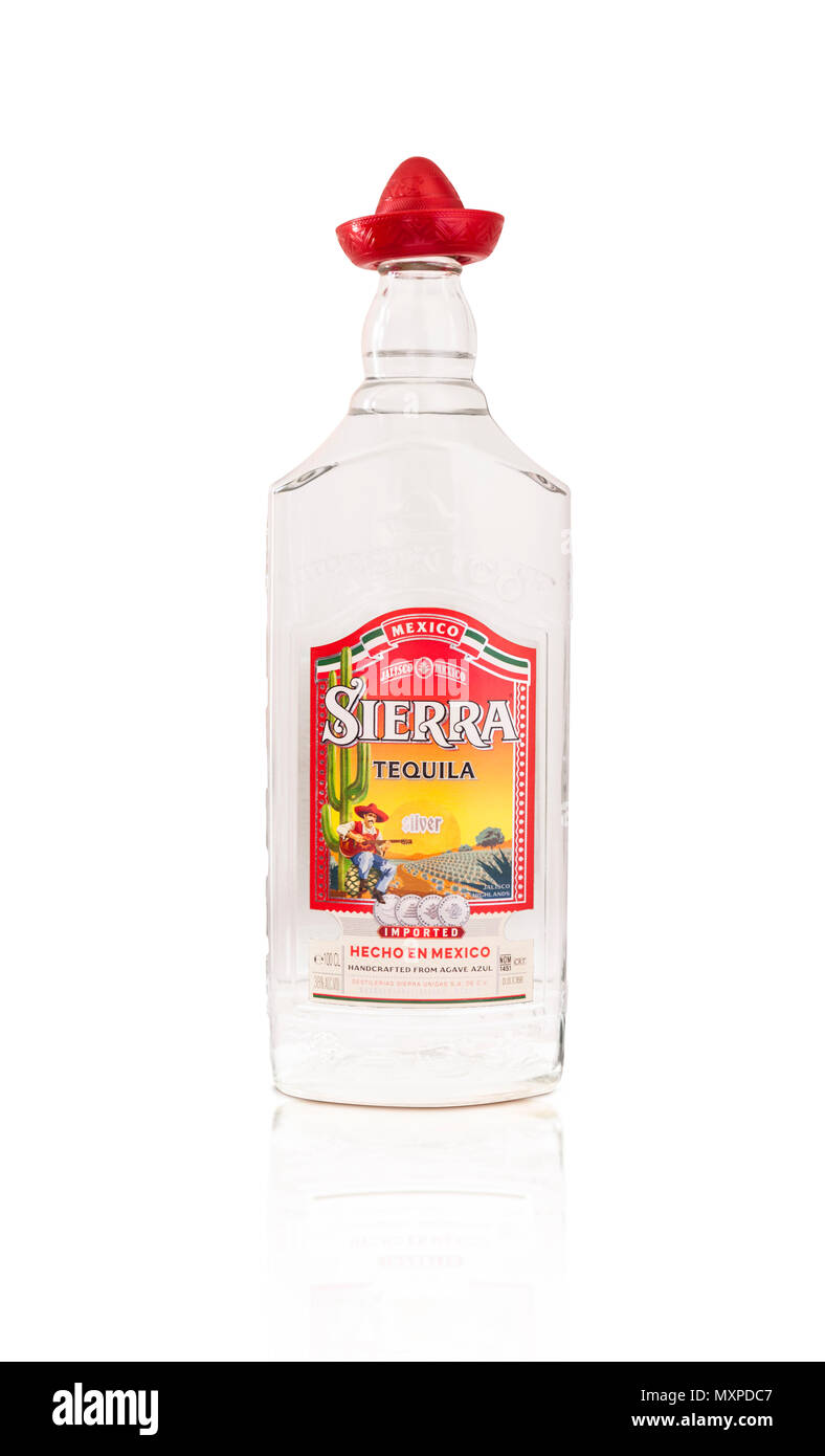 Bottle of Tequila Mexican Sierra Gold Stock Photo