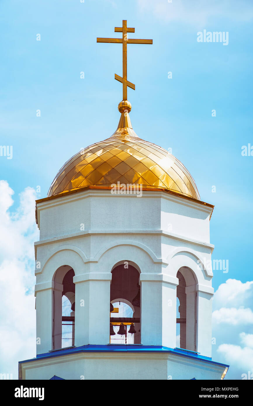 Orthodox cross on the dome of church Stock Photo - Alamy