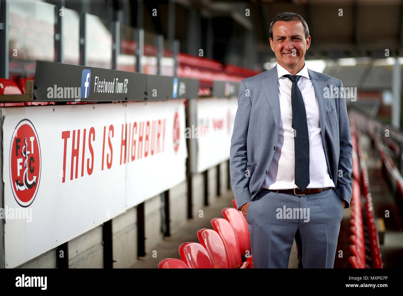 Fleetwood Town chairman Andy Pilley during the press conference at Highbury Stadium, Fleetwood. PRESS ASSOCIATION Photo. Picture date: Monday June 4, 2018. See PA story SOCCER Fleetwood. Photo credit should read: Nick Potts/PA Wire. RESTRICTIONS: No use with unauthorised audio, video, data, fixture lists, club/league logos or 'live' services. Online in-match use limited to 75 images, no video emulation. No use in betting, games or single club/league/player publications. Stock Photo