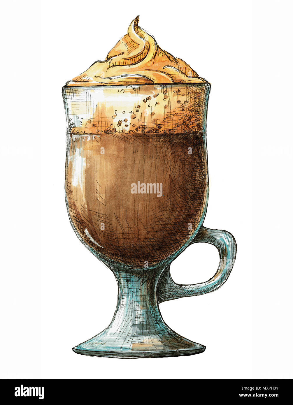 Sketch cocktail isolated on white background. Sketch of coffee cocktail ...
