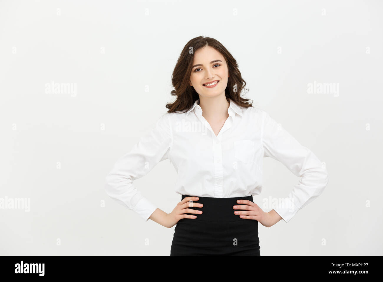 Business Concept: Portrait of Beautiful young business woman posing ...