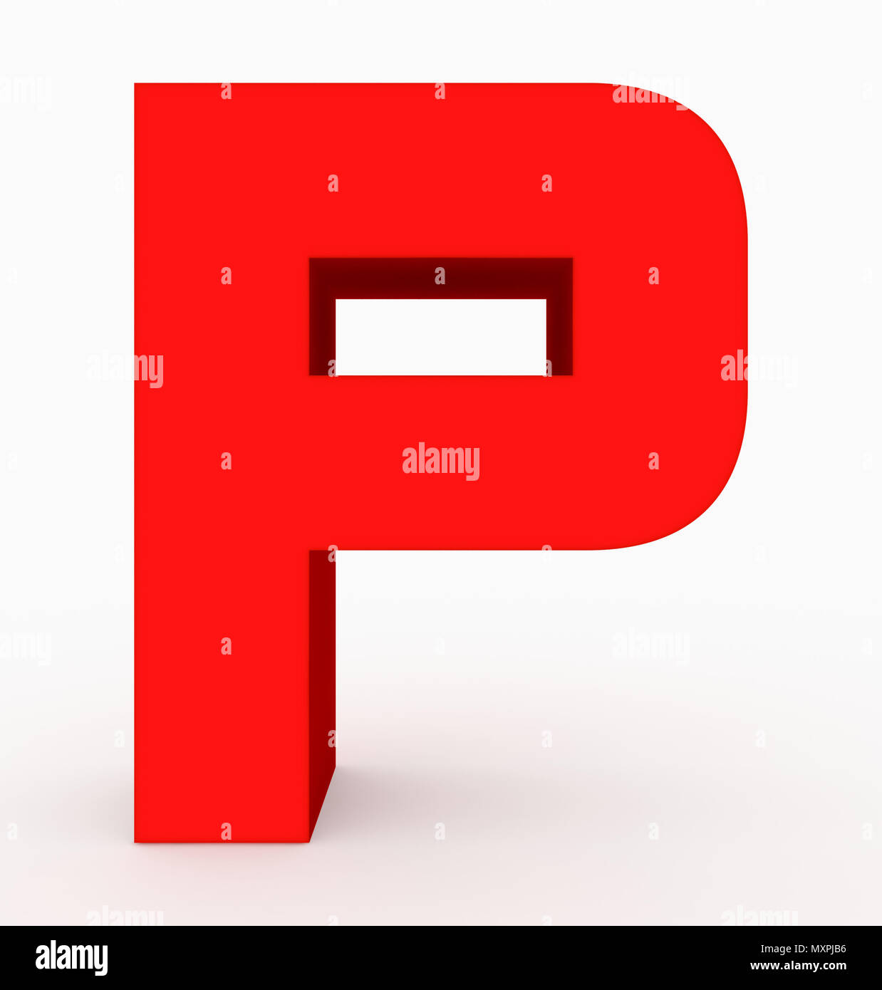 letter P 3d cubic rounded red isolated on white - 3d rendering Stock ...