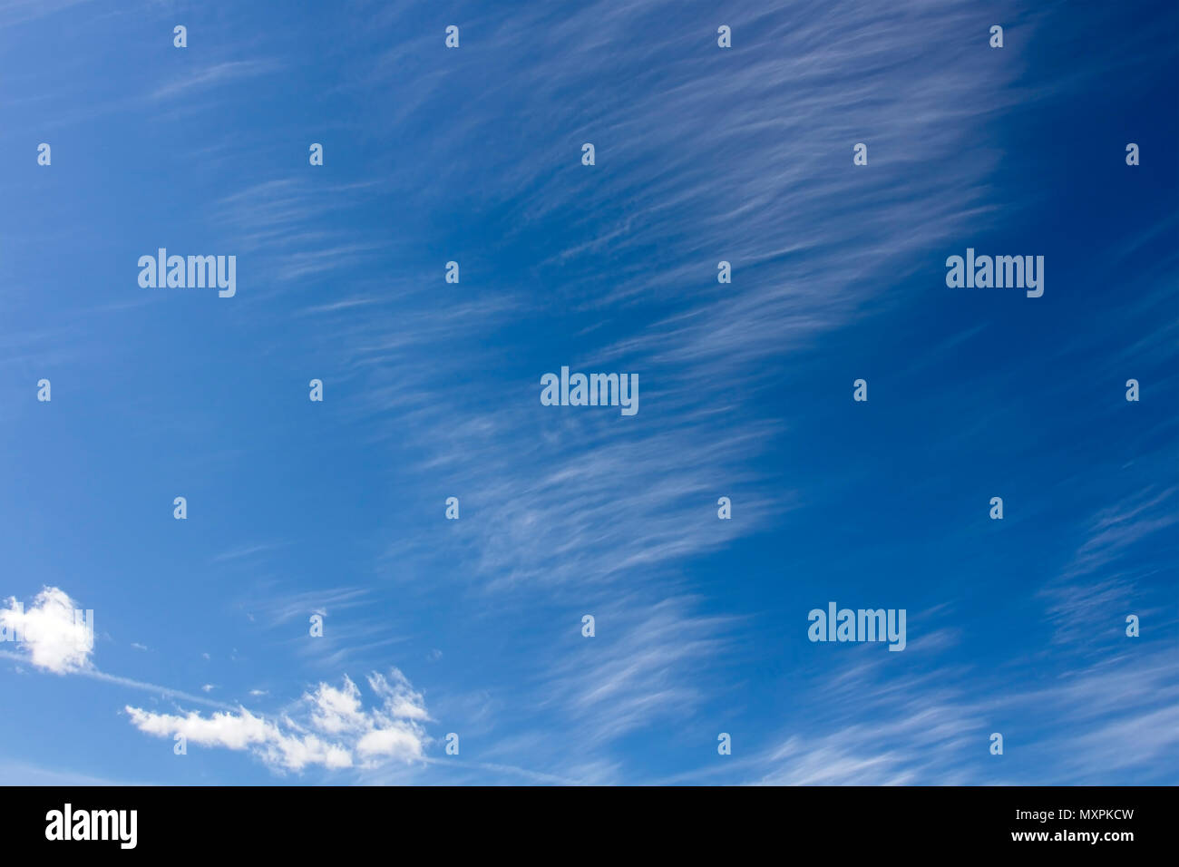 Cirrus fibratus clouds, Finland Stock Photo