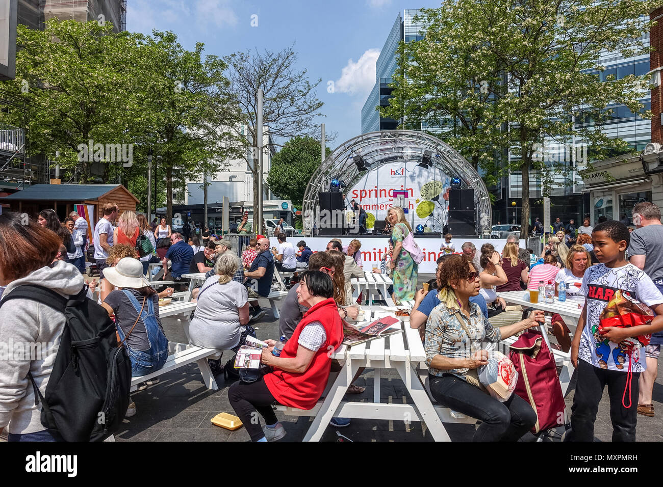 People attending the Hammersmith and Fulham Market Stock Photo Alamy