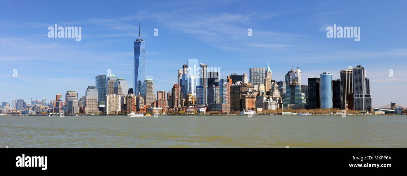 New York lower downtown panorama and skyscrapers Stock Photo