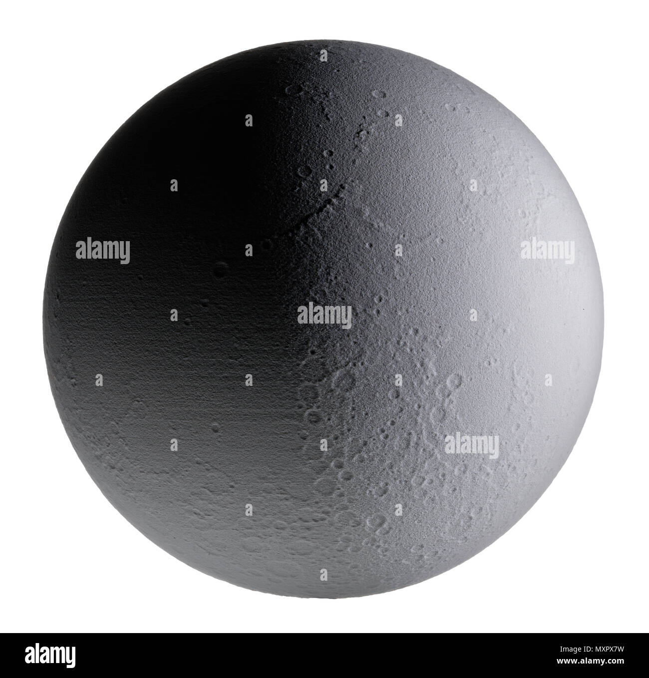 Accurate lunar globe. Displays lunar phases. Model of the moon. Stock Photo