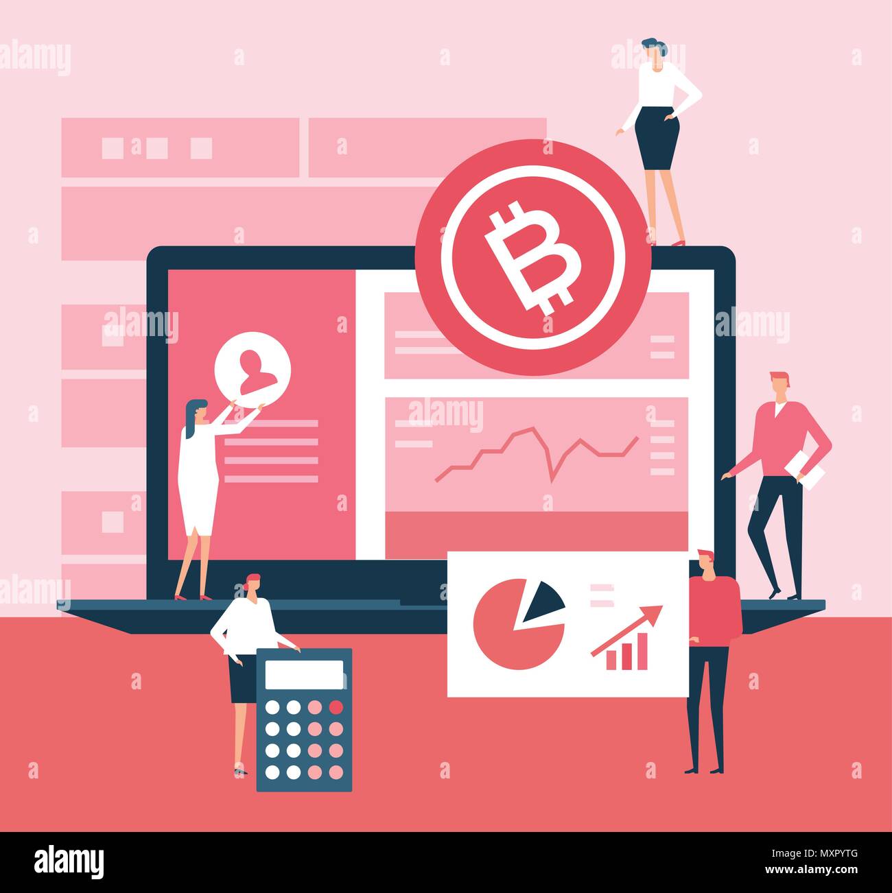 Cryptocurrency - flat design style illustration Stock Vector