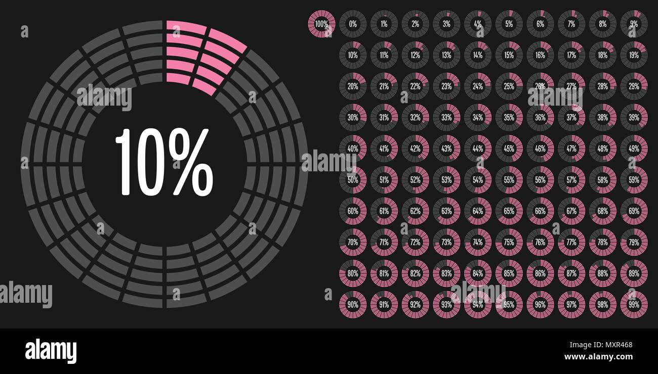 Set of circle percentage diagrams from 0 to 100 ready-to-use for web ...