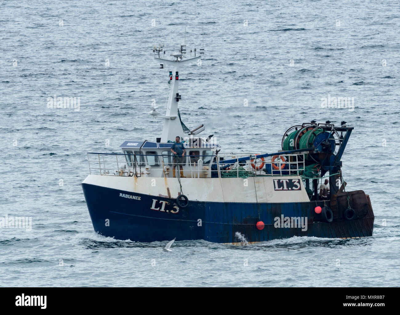 Fishing boat 'Radiance' LT3, returning to Newlyn harbour Stock Photo