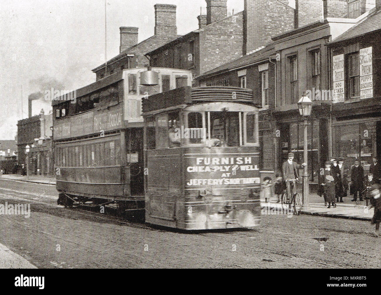Steam Tram circa 1900 Stock Photo