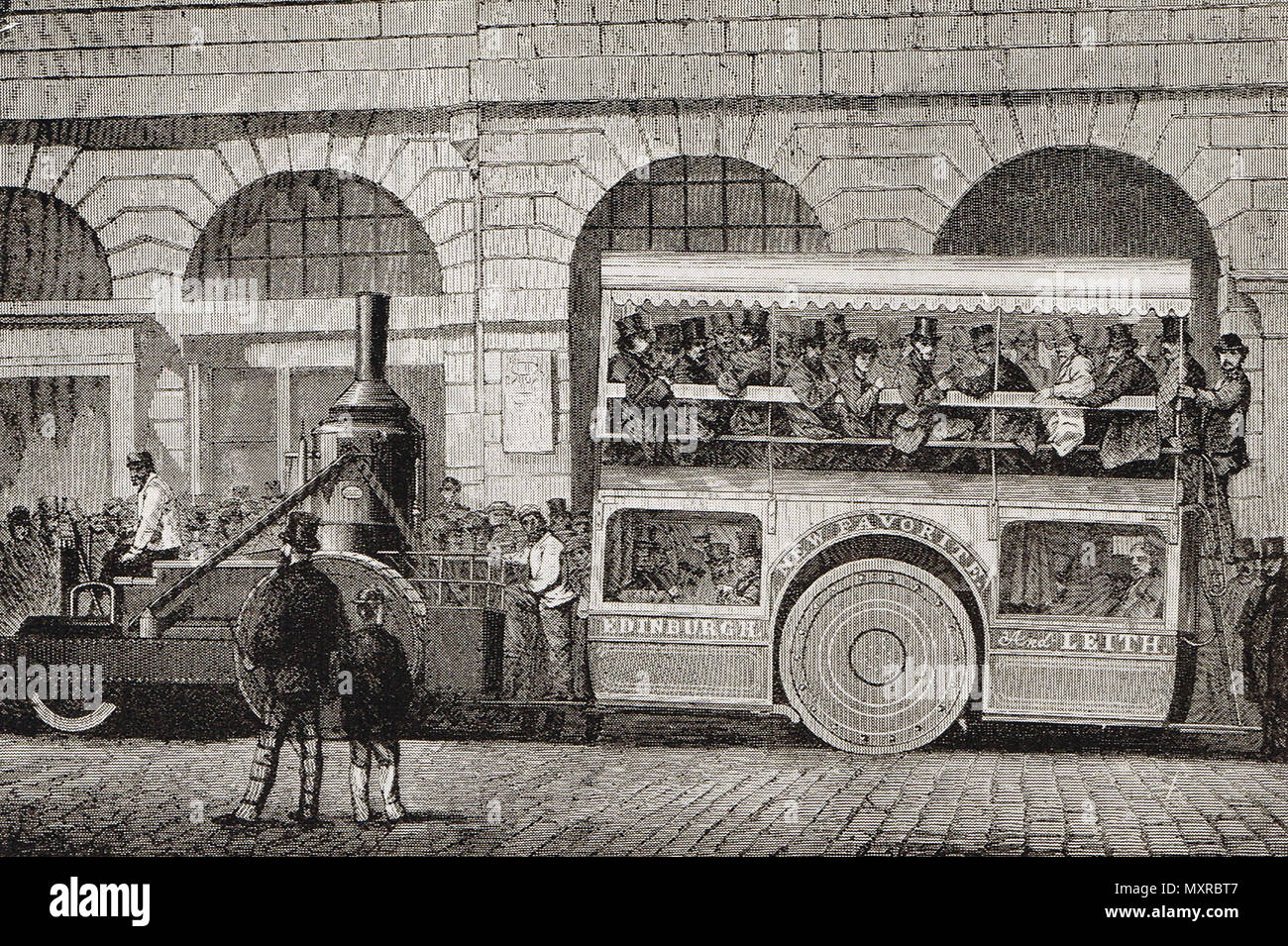 Thomson road-steamer at Edinburgh, 1869 Stock Photo