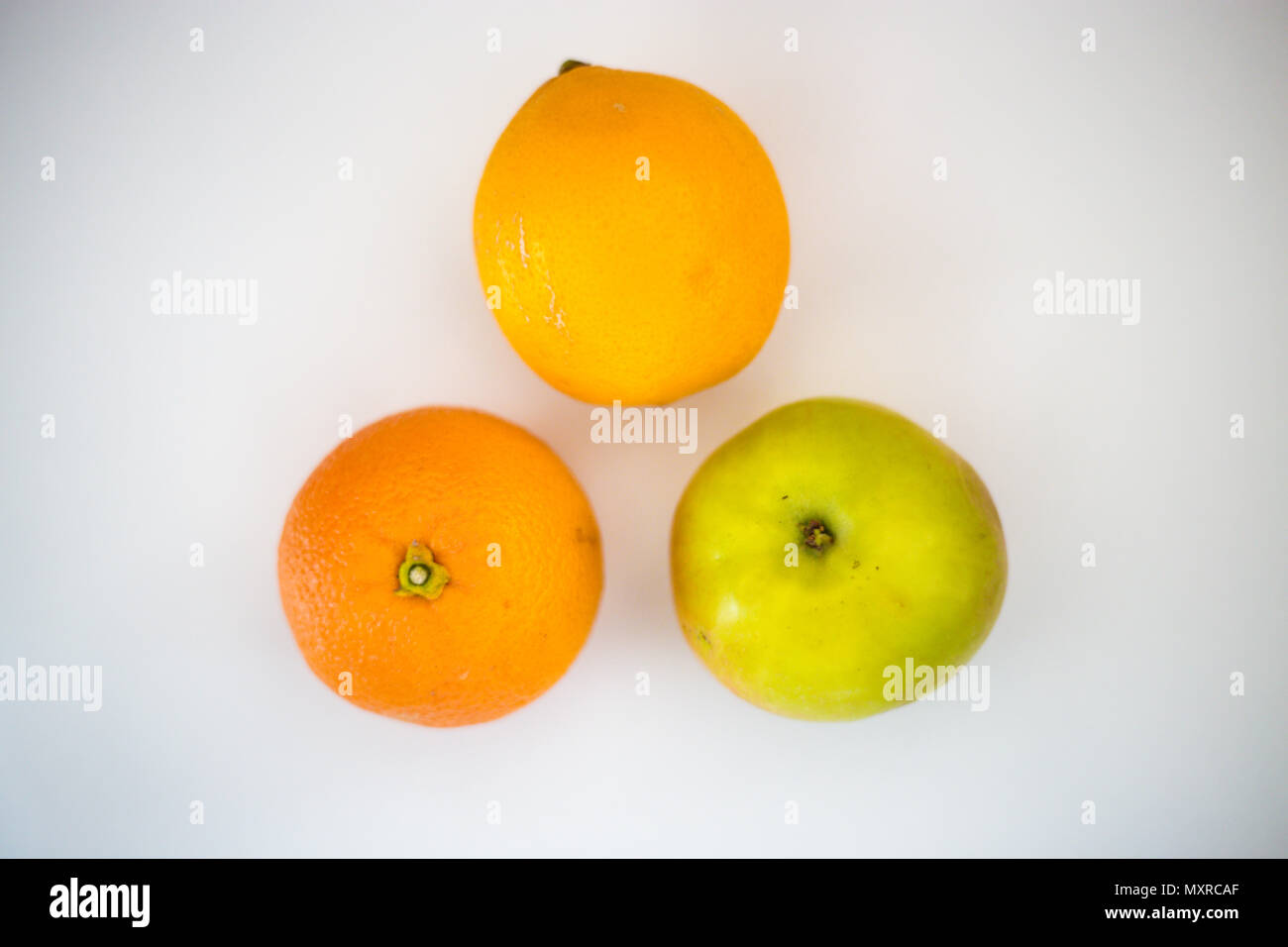 Apple, orange, lemon, on a white background, healthy life, vitamins ...